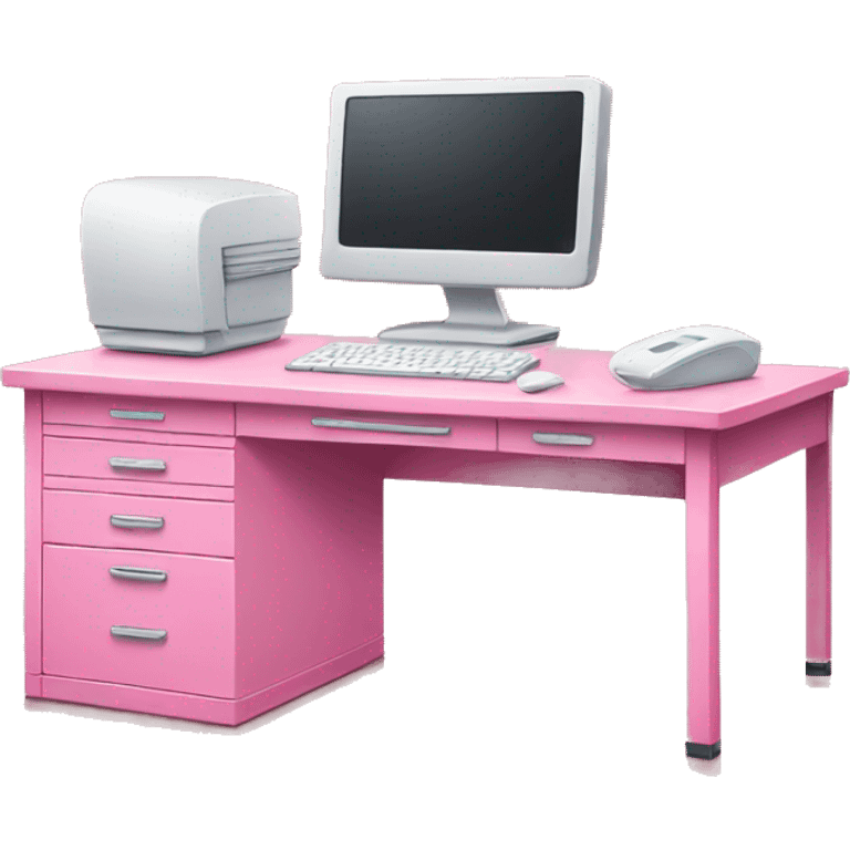 Pink desk with computer  emoji