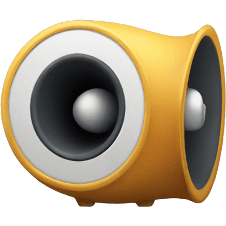 A loudspeaker with a human expression on it emoji