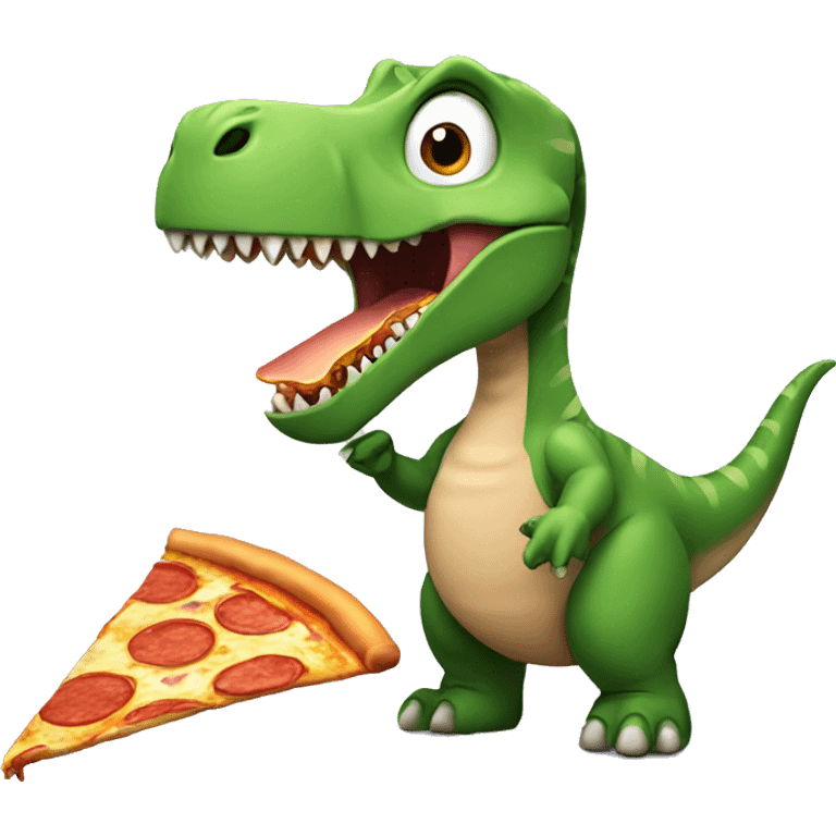 Dinosaur eating pizza  emoji