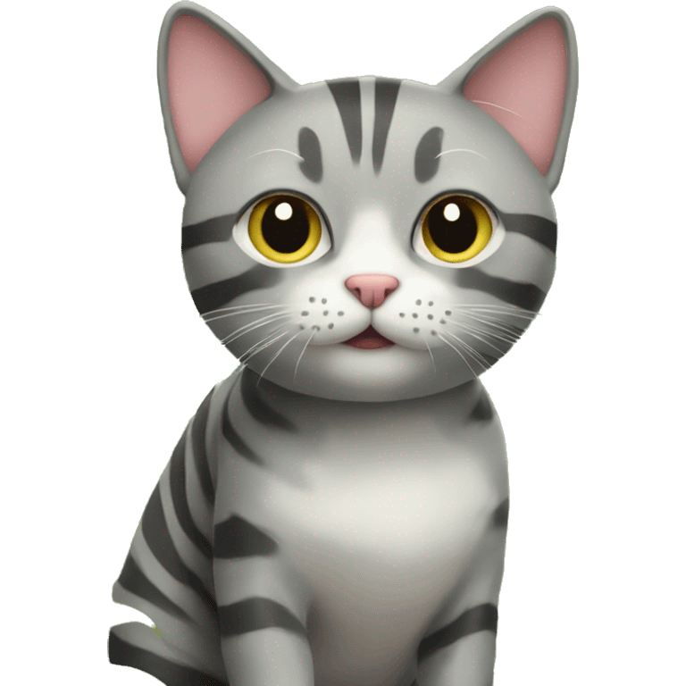 Grey striped cat in the garden  emoji