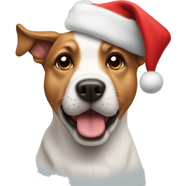 dog wearing christmas hat emoji