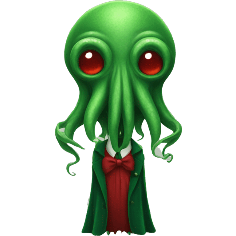 green Cthulhu with dress red emoji