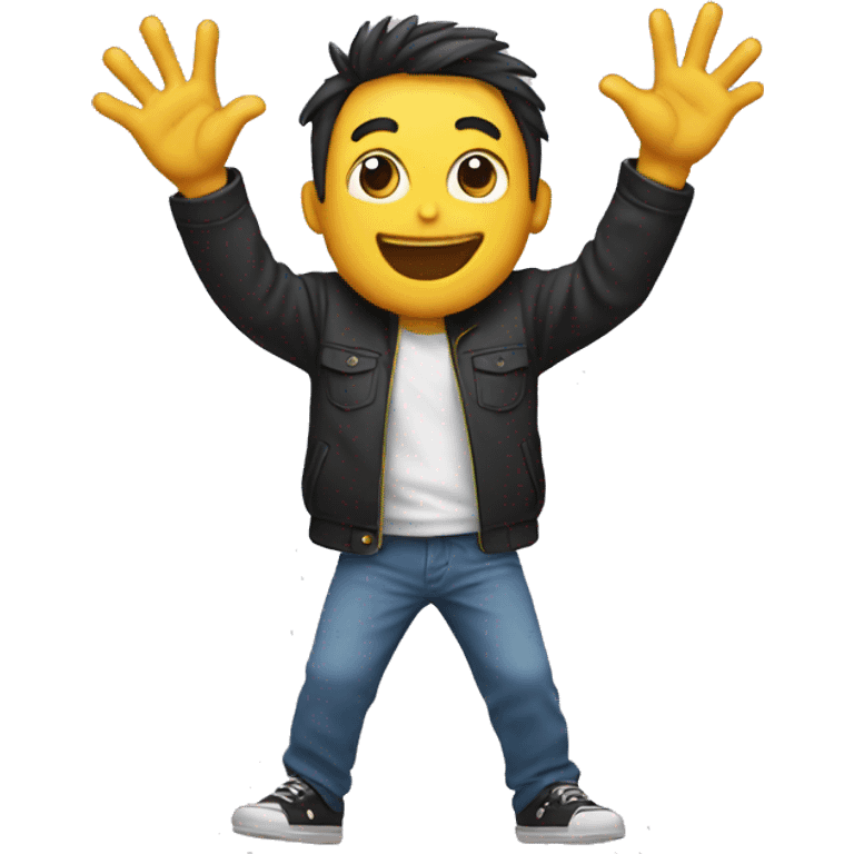 Excited emoji with rock hands emoji