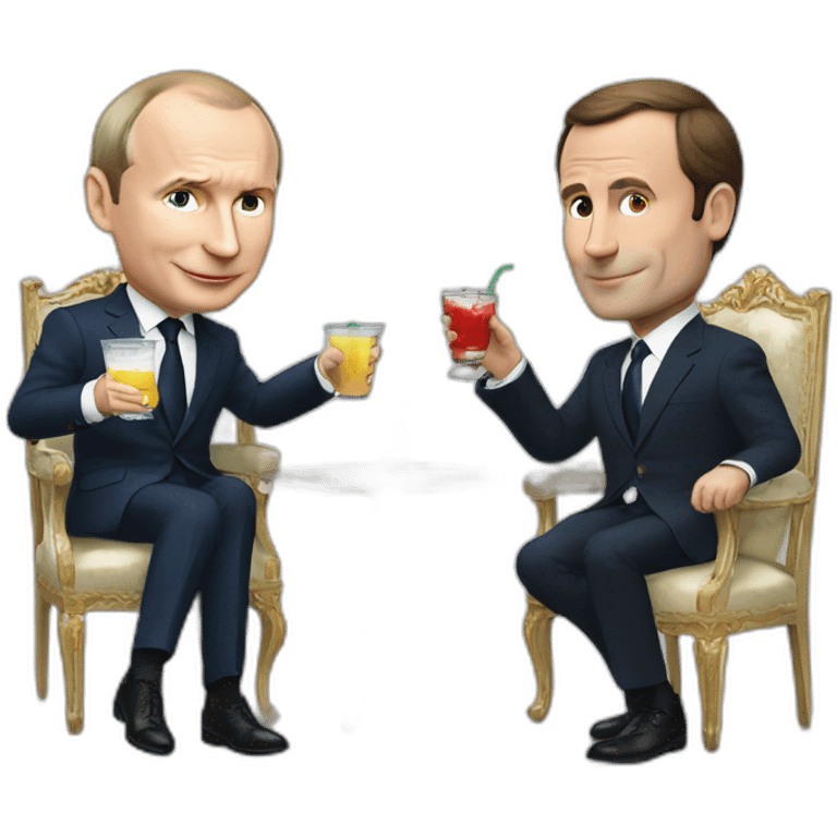 Macron drink voda with putin emoji