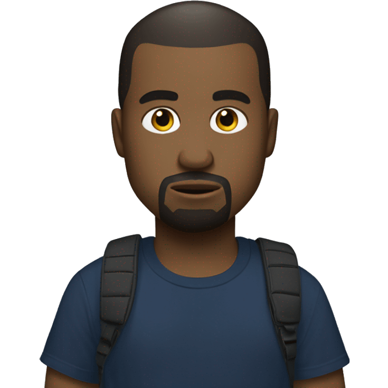 kanye west wearing a dark blue T-shirt, holding a bi gyellow notepad emoji