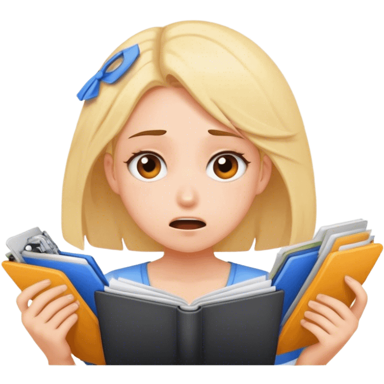 a girl is overwhelmed with tasks  emoji