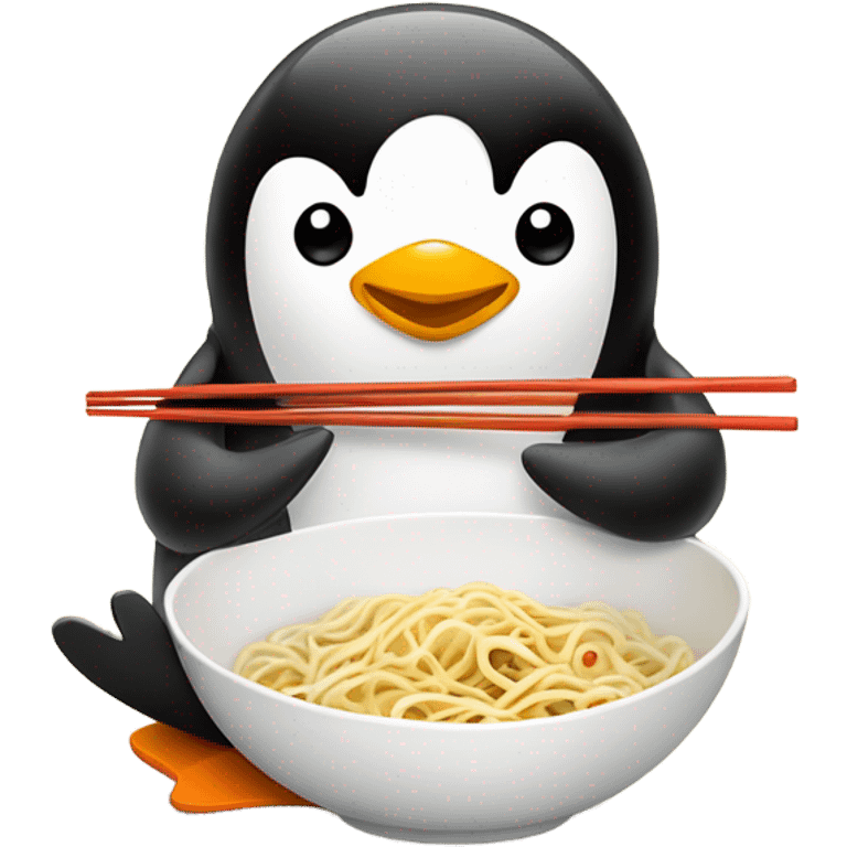 penguin eating noodles  emoji