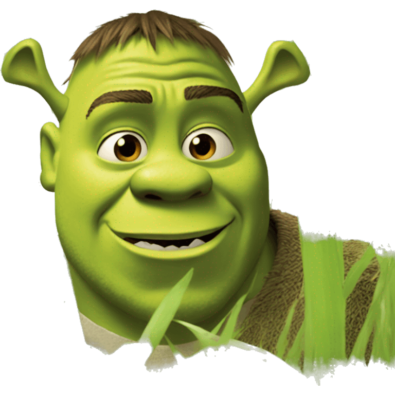 Shrek hiding in tall grass emoji