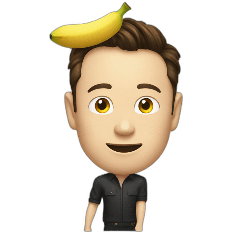 Elon musk pointing a banana at his head emoji