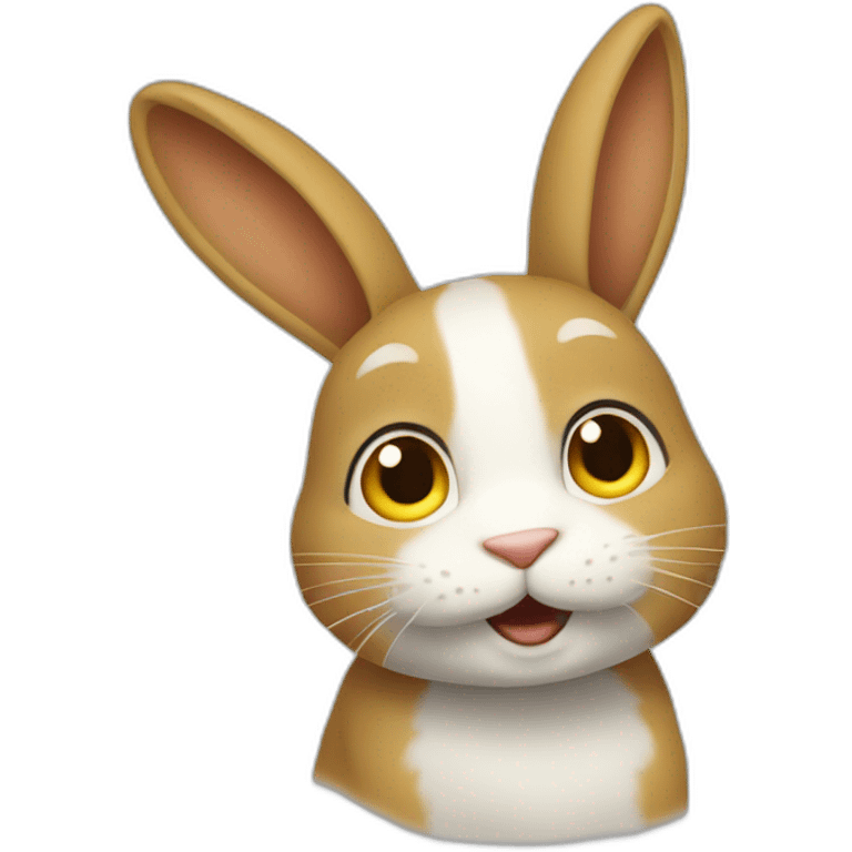 Un lapin sur un chat emoji