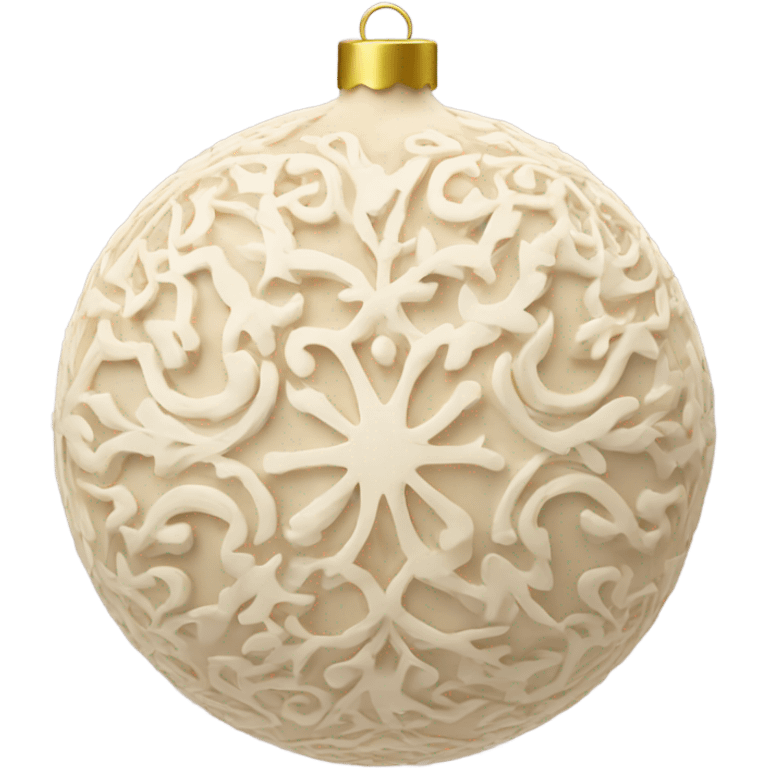 A cream-colored Christmas ornament with intricate patterns A cream-colored Christmas ornament with intricate patterns emoji