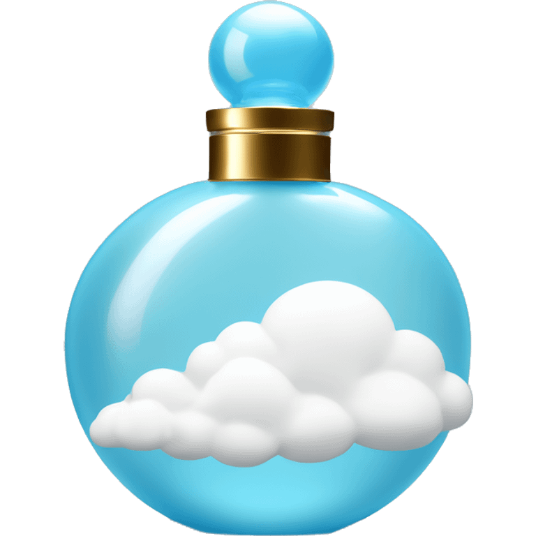 light blue round perfume bottle with large white cloud decoration emoji