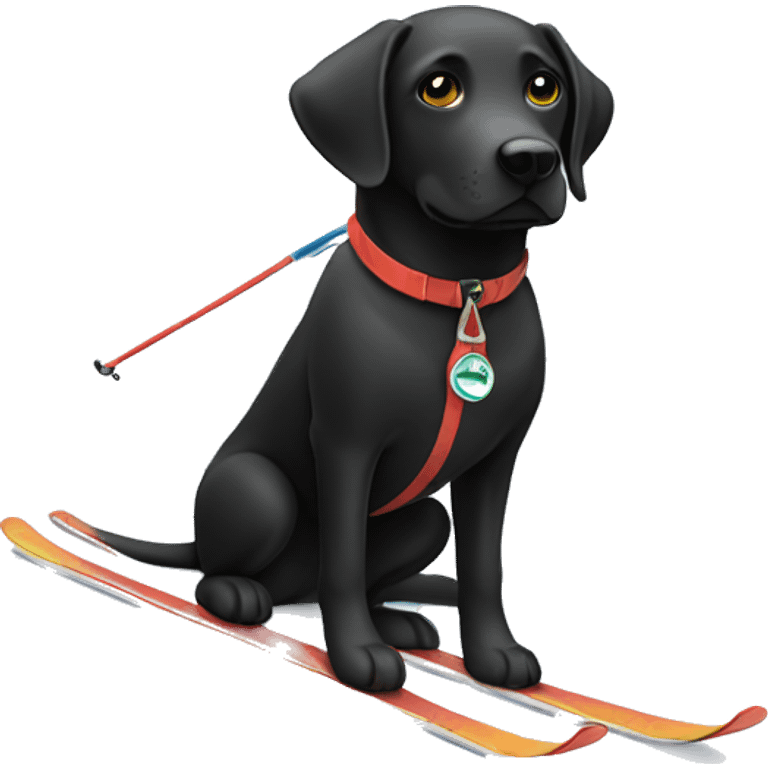 black lab skiing emoji