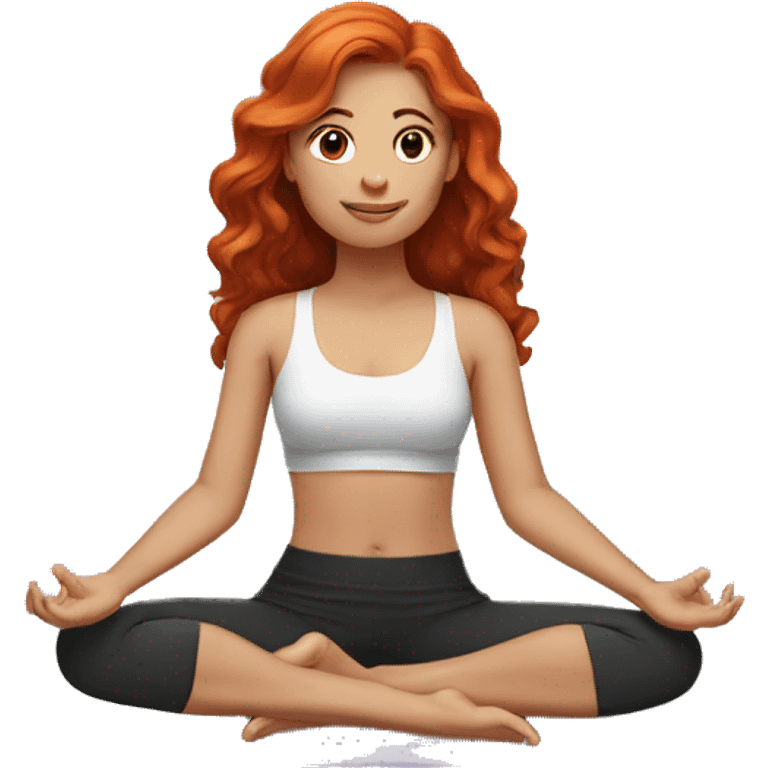 redhead girl with long wavy hair doing yoga emoji