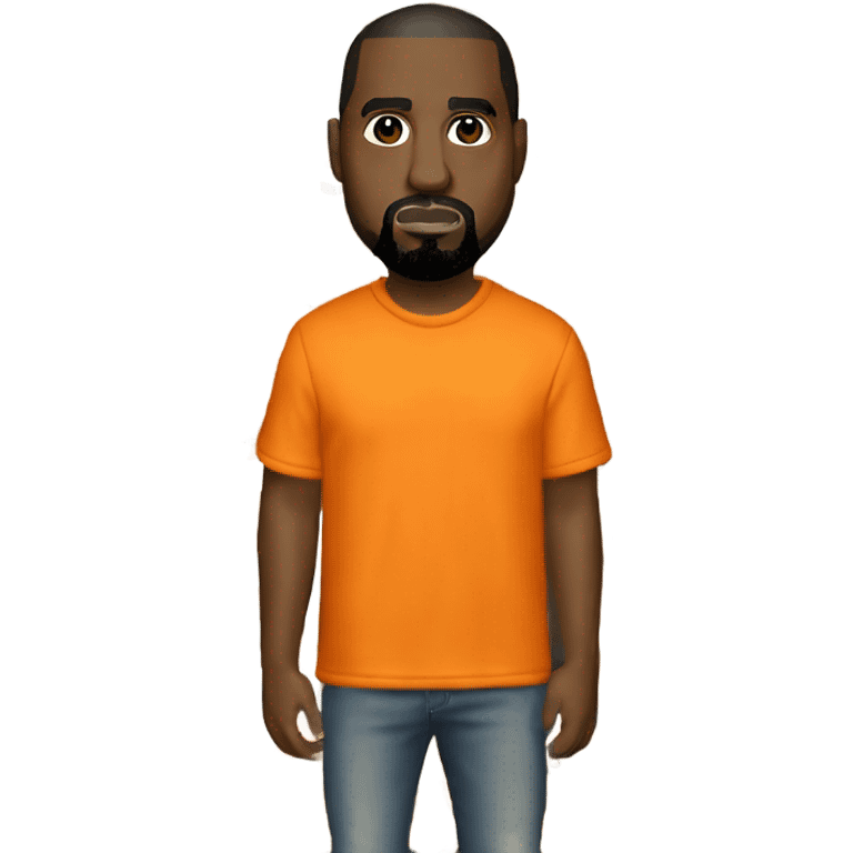 kanye west vestido Con una polera naranja que tenga un zorro y sea una polera de fútbol emoji