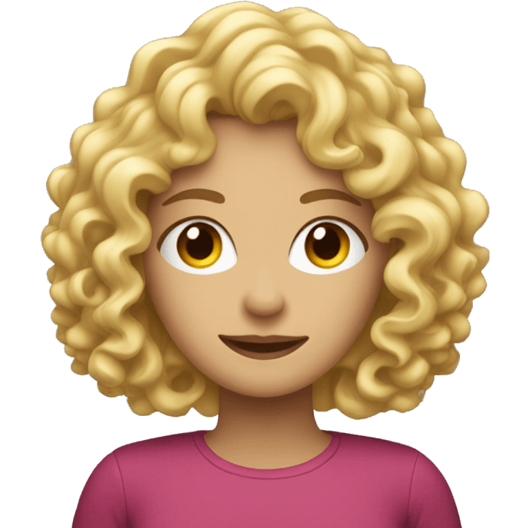 curly blonde female behind a computer emoji