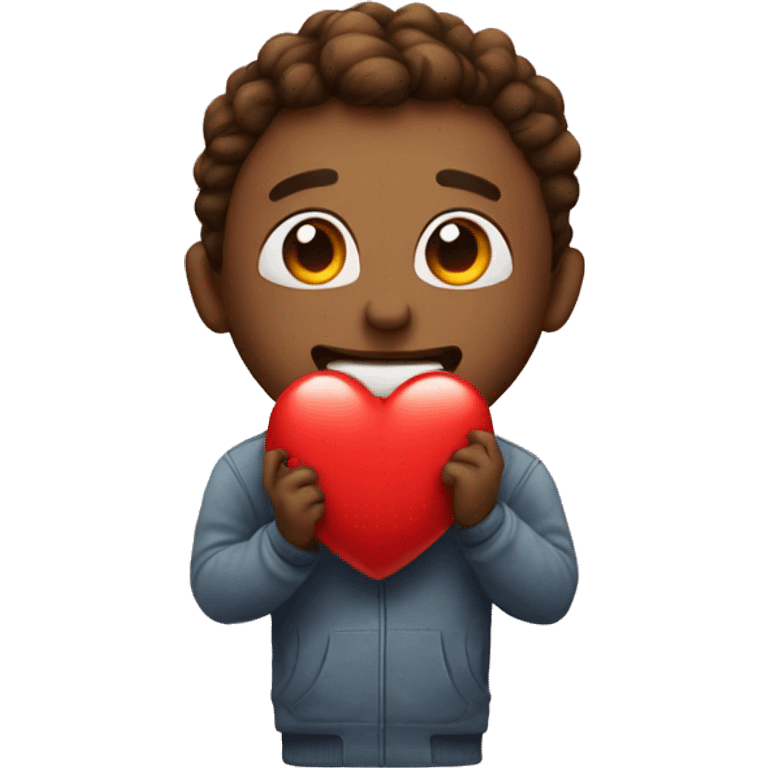 emoji holding a love heart and the emojis facial expression is ":3" emoji