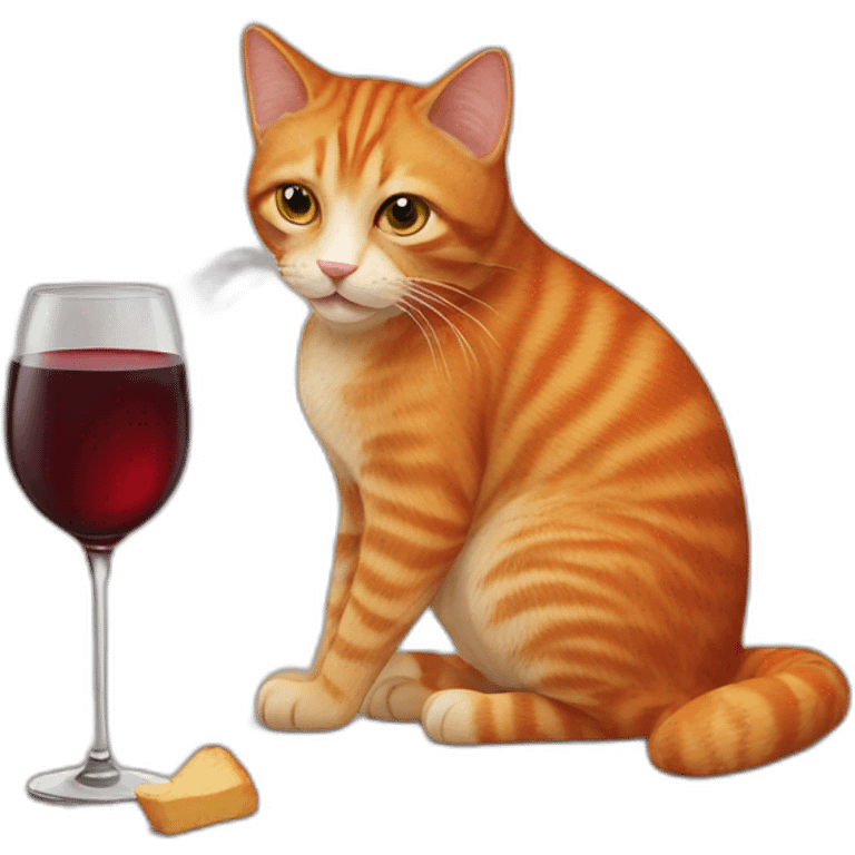 Ginger cat drinking red wine emoji