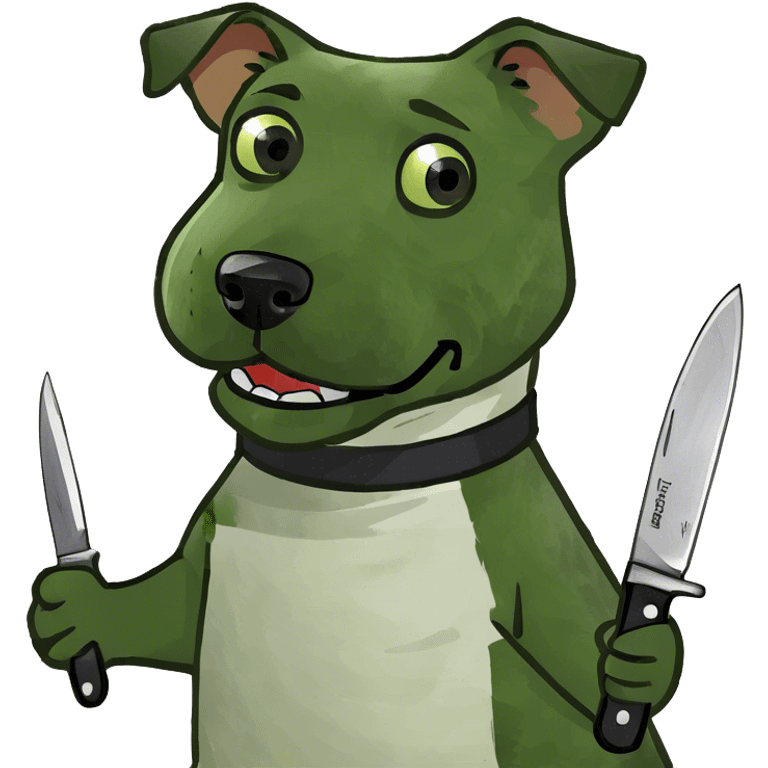 Terrier dog holding a knife emoji