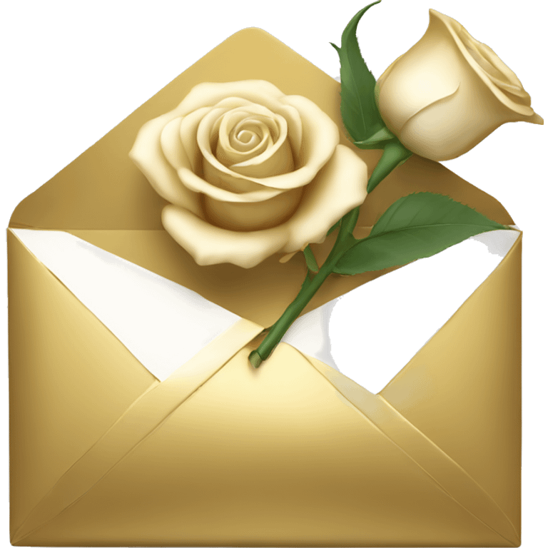 Elegant gold Envelope with a white rose emoji