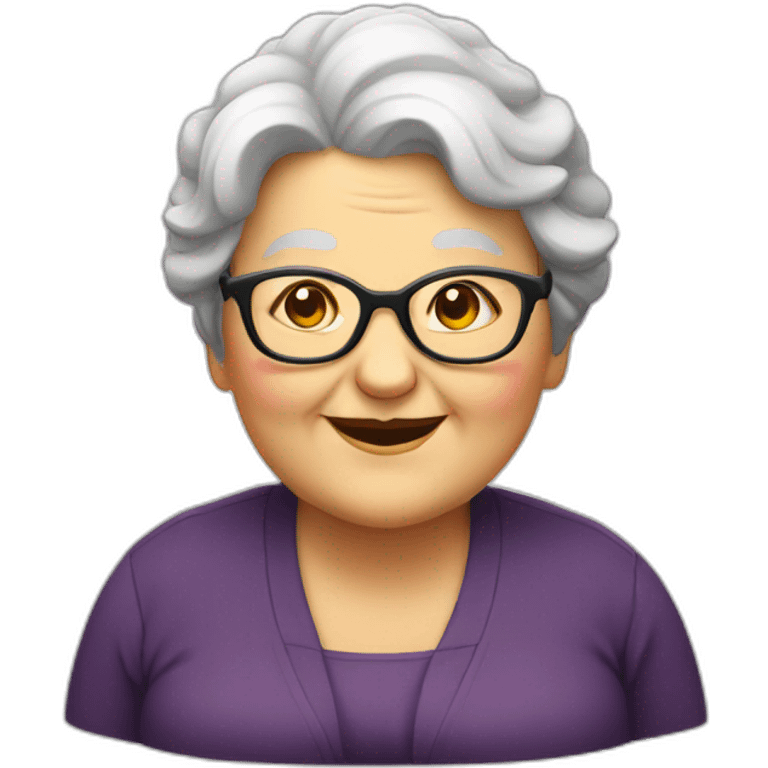 Fat old lady with glasses smiling emoji