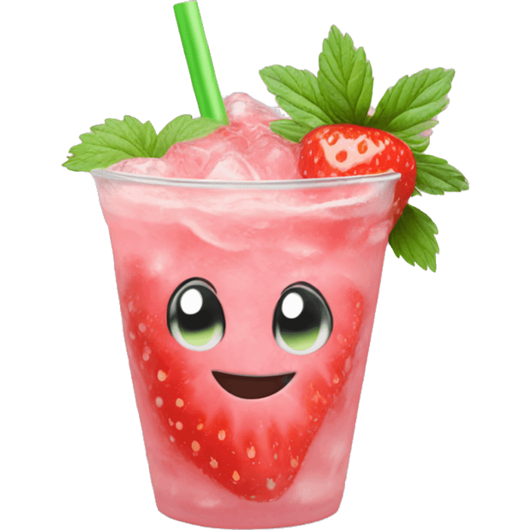 Pastel pink mojito strawberry  emoji