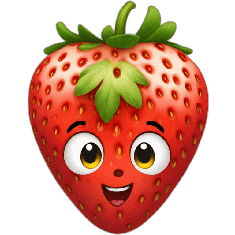 Strawberry with cute face emoji