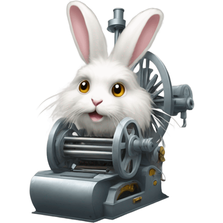 Angora rabbit in a tyrannical machine emoji