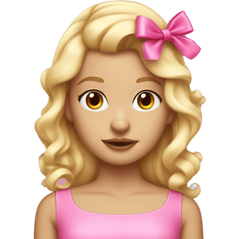 blonde girl with pink coquette bow in her hair  emoji