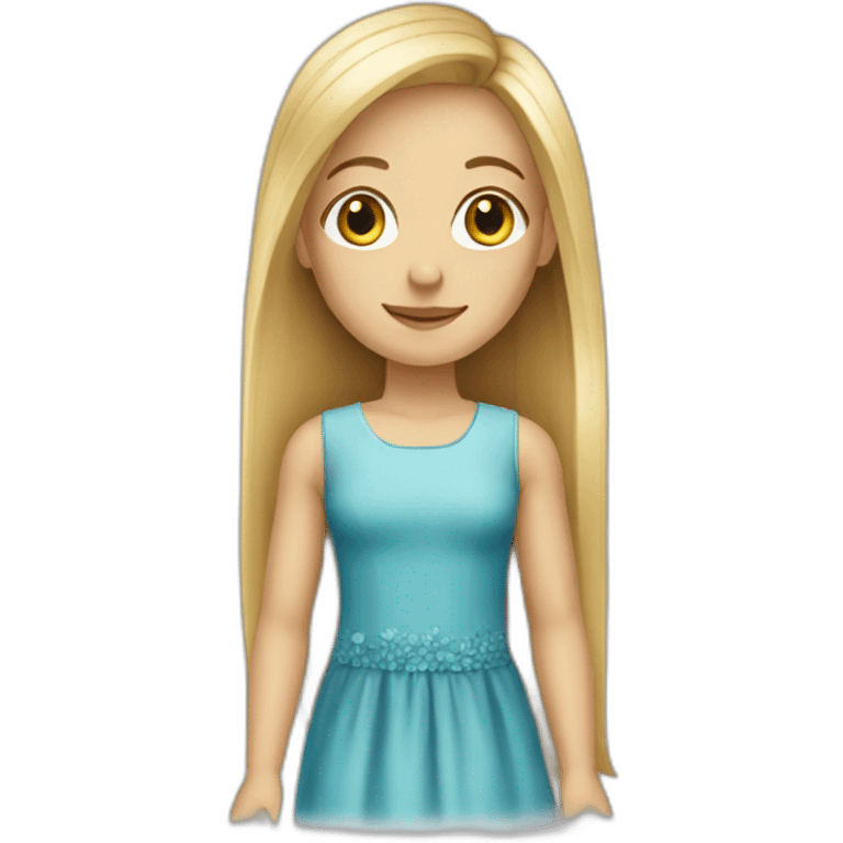 Young girl with long straight blond hair and a dress emoji