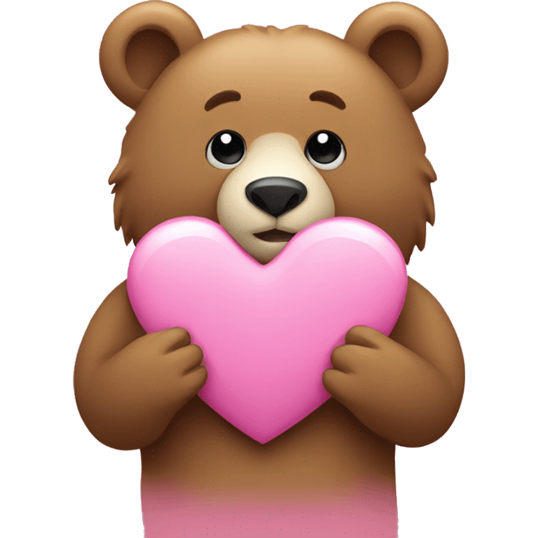 Bear front of a pink heart emoji