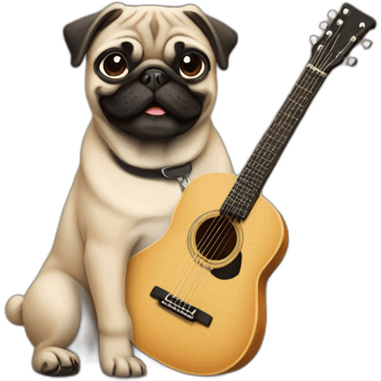 Pug tocando guitarra emoji