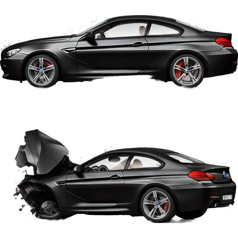 Crashed black BMW M6 2024 emoji