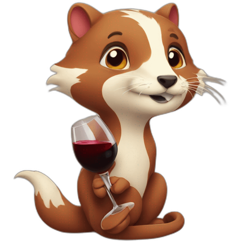 cute weasle drinking red wine emoji