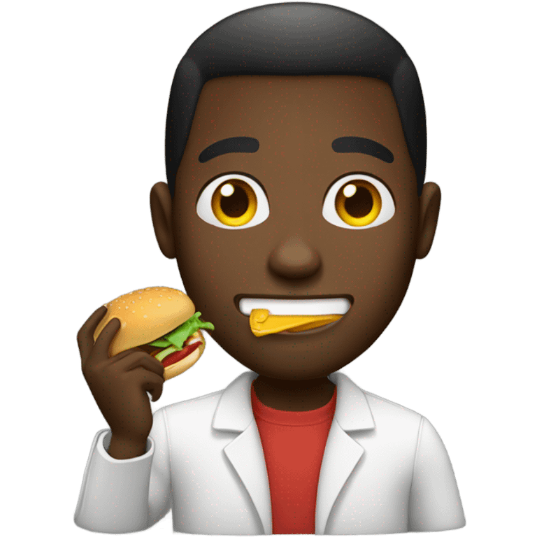 black guy eating a hamburger emoji