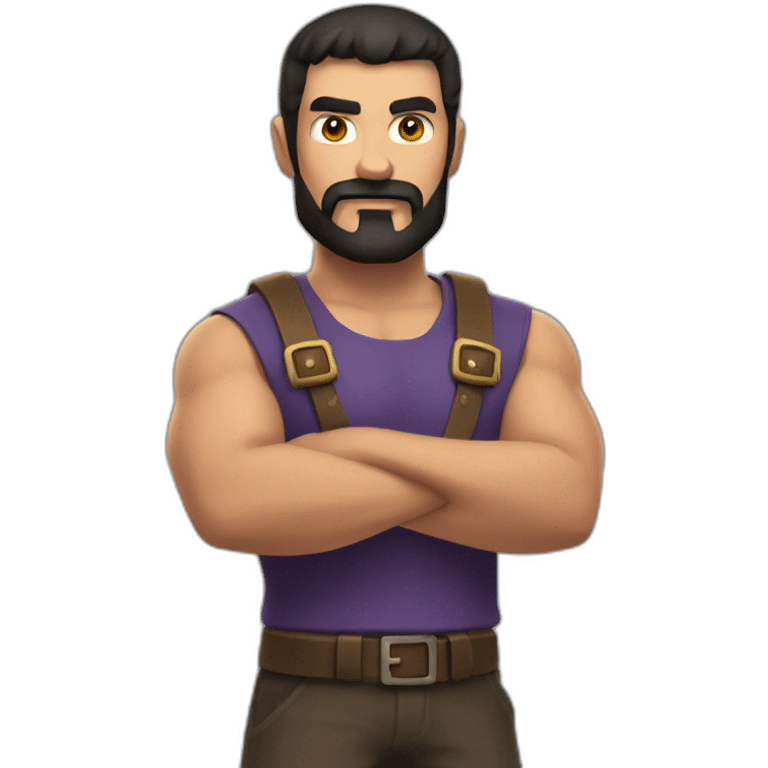 a man with dark hair and no beard playing clash of clans on his phone emoji