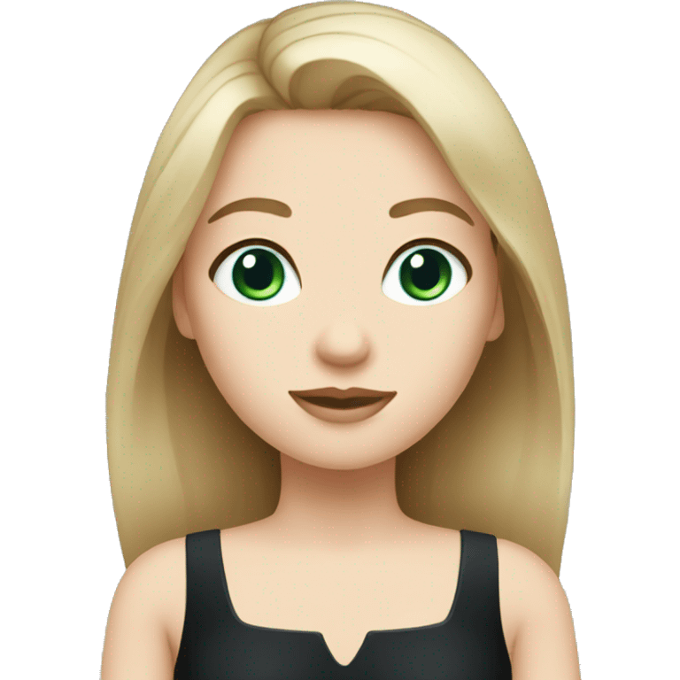 Girl with black dress and dark blonde hair hair and blue-green eyes and white skin emoji