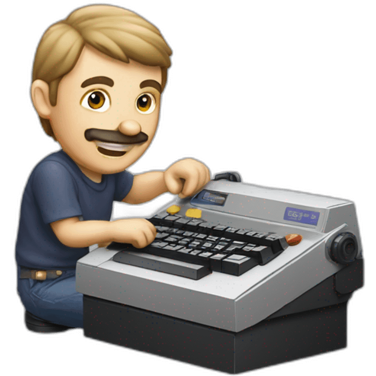 Adrian black fixing a commodore 64 emoji