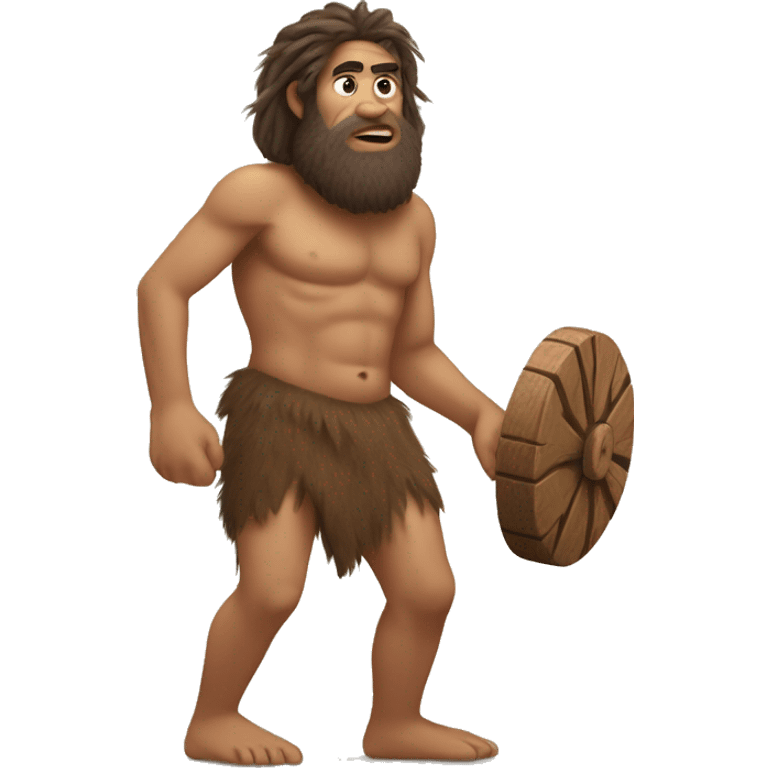 caveman with wooden wheels emoji