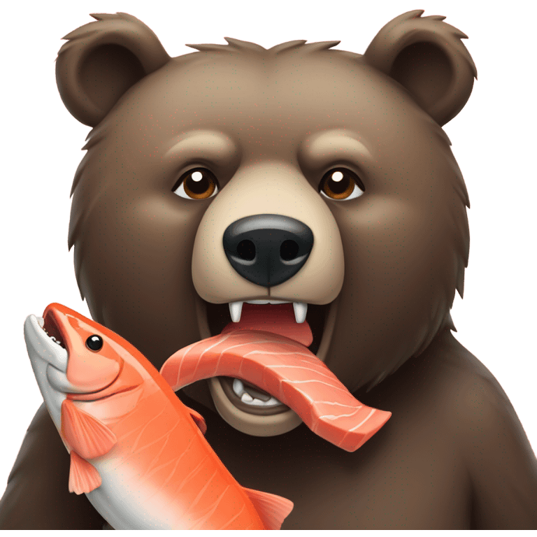 A bear holding a salmon in its mouth emoji