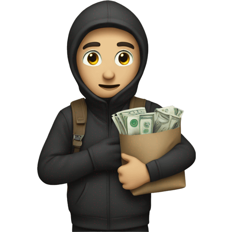 The thief was carrying a bag filled with money emoji