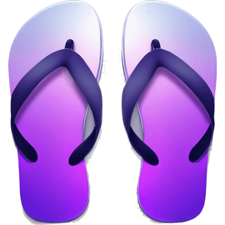 Realistic metallic silver and dark purple gradient pair of summer flip flops isolated. emoji