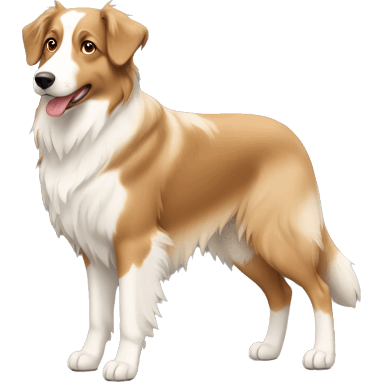 a full body, tan, cream, white, light brown, Australian Shepard emoji