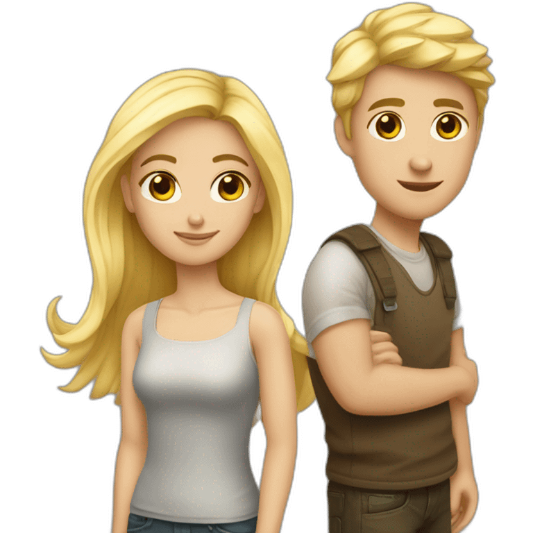 couple blonde girl burunette guy emoji