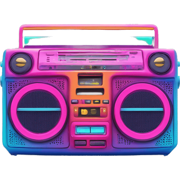 colorful boom box with musical notes in neon color emoji