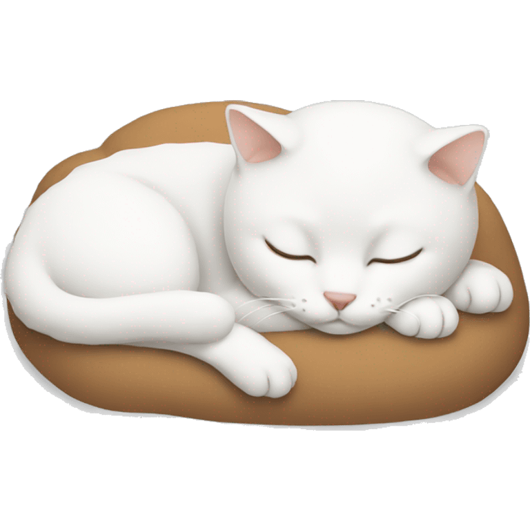 Sleeping white cat with brown emoji