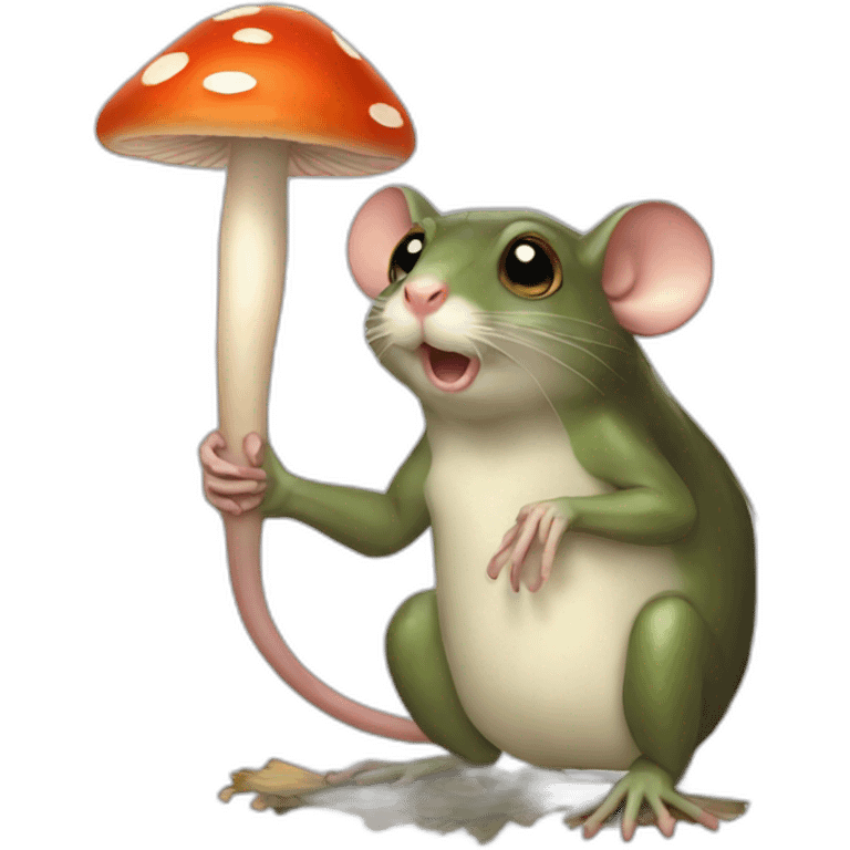 Rat-with-frog-under-mushrooms emoji