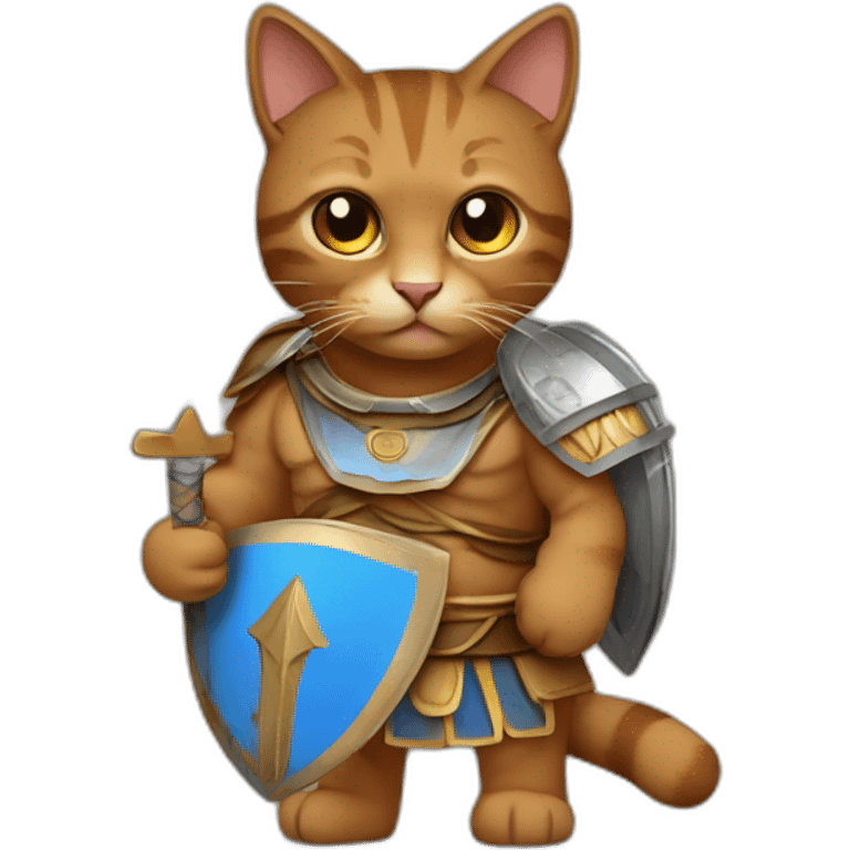 brown cat dressed as an greek hoplite emoji