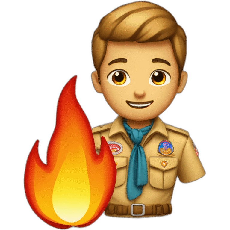 Boy Scout with fire emoji