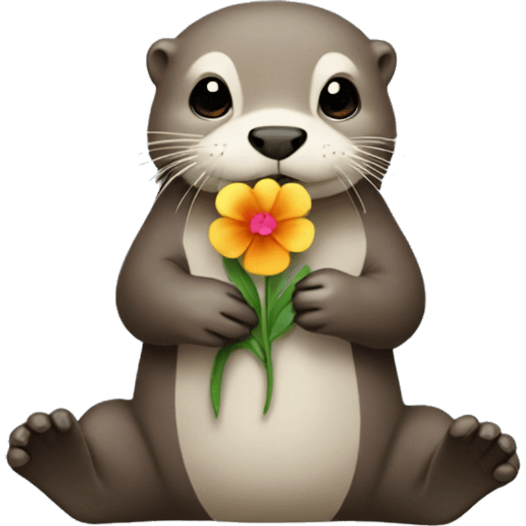 otter holding a flower emoji